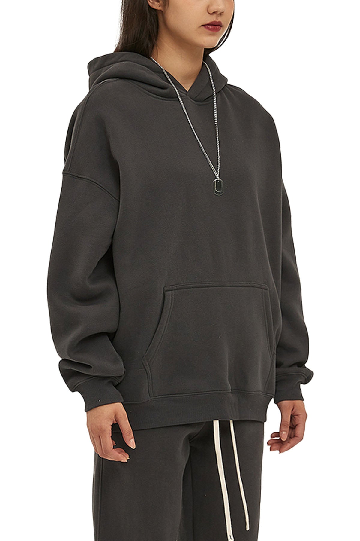 ROME Black Oversize Fleeced Hoodie