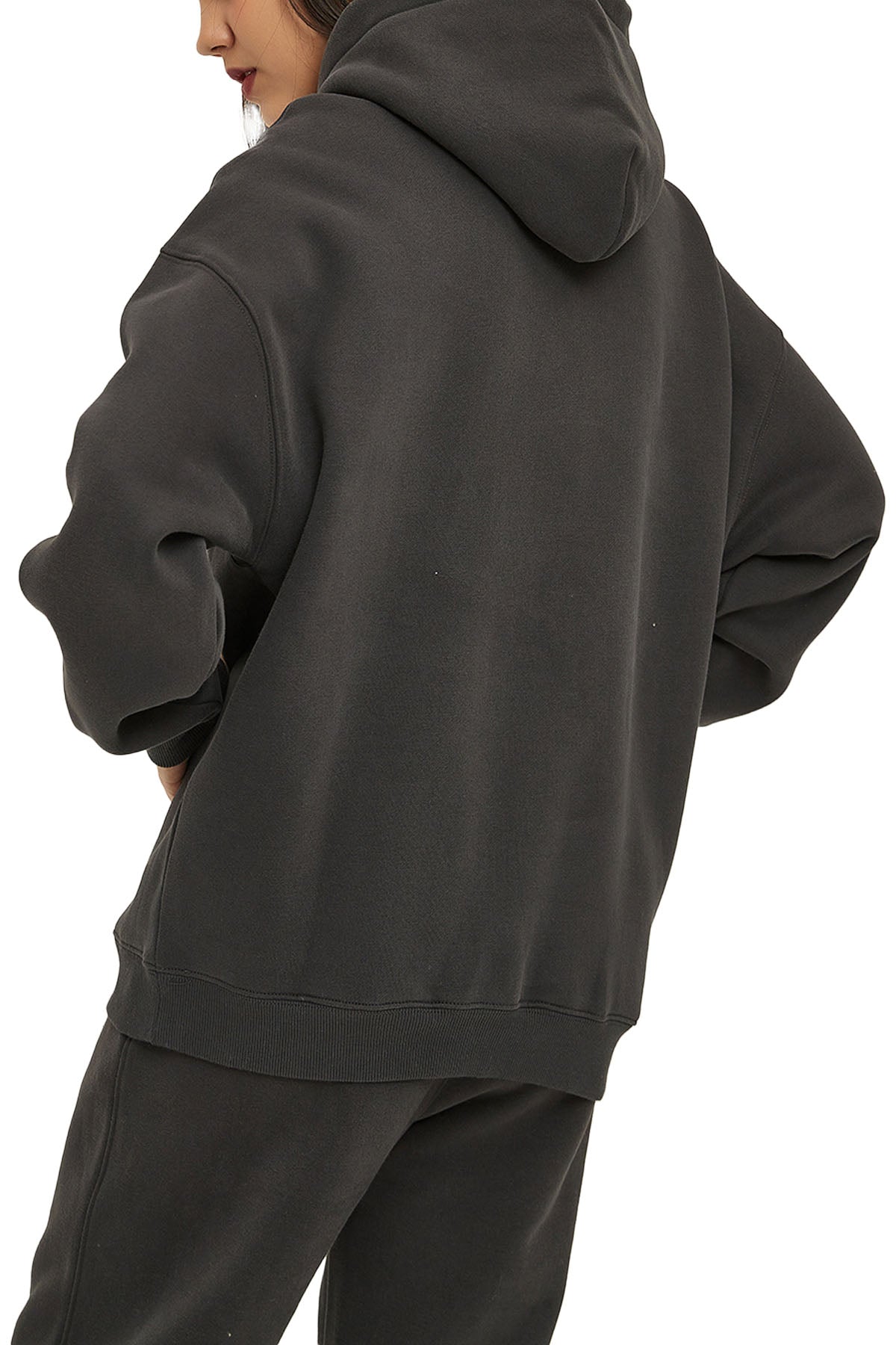 ROME Black Oversize Fleeced Hoodie