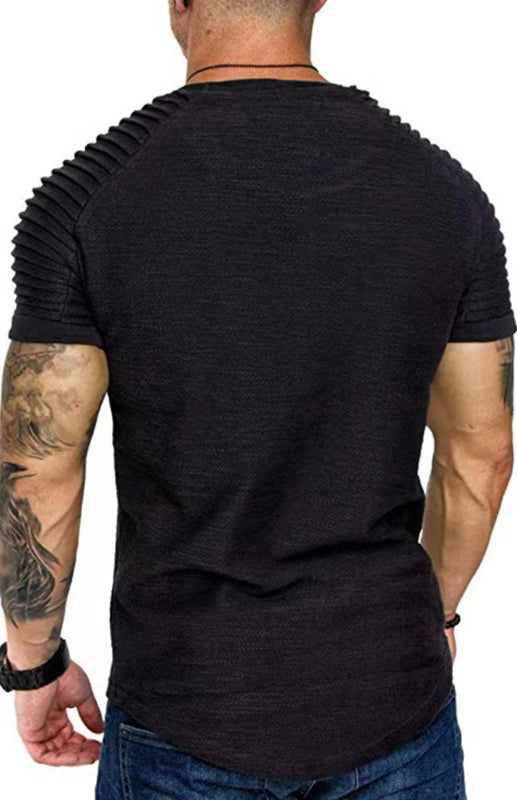 Men's Casual Poly Blend Ribbed Sleeve Tee