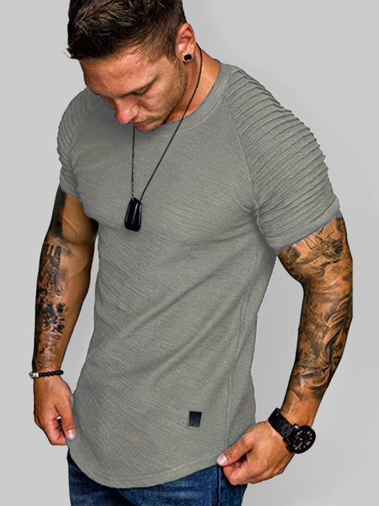 Men's Casual Poly Blend Ribbed Sleeve Tee