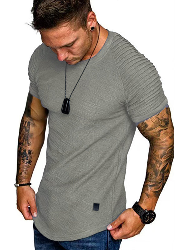 Men's Casual Poly Blend Ribbed Sleeve Tee