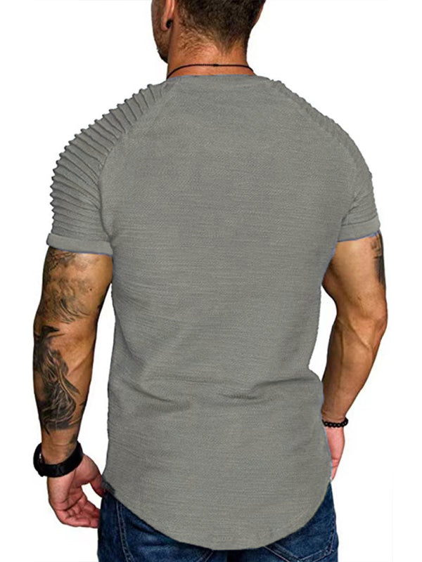 Men's Casual Poly Blend Ribbed Sleeve Tee