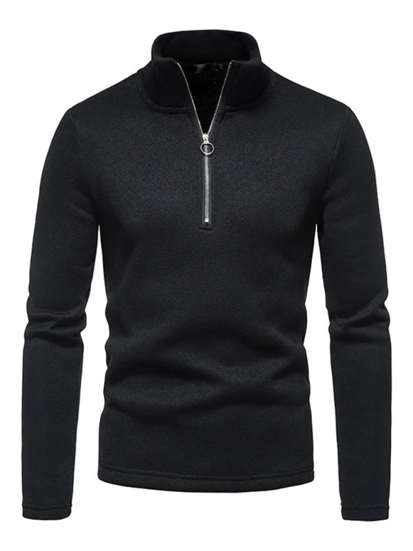 Men's solid color turtleneck zipper long sleeve sweatshirt