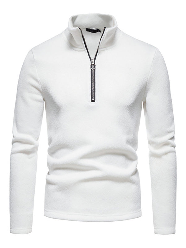 Men's solid color turtleneck zipper long sleeve sweatshirt