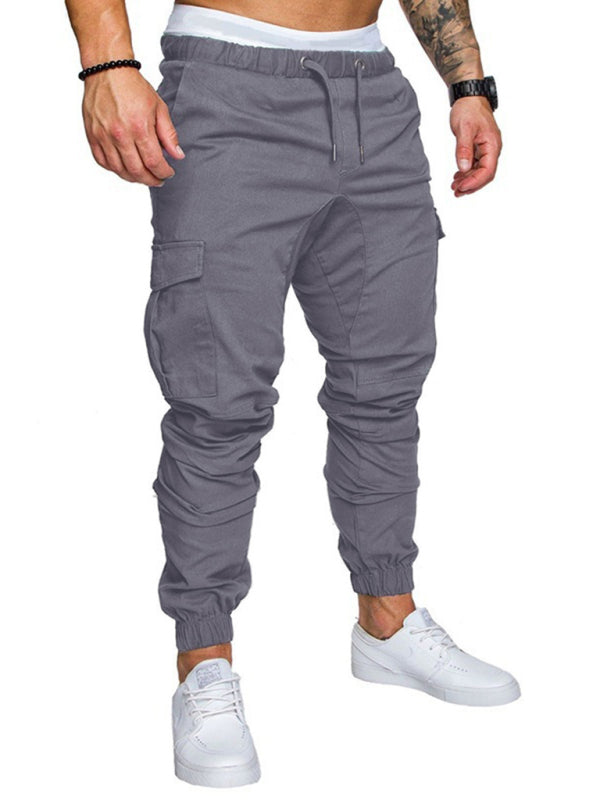 Men's Solid Color Casual Tether Elastic Sports Baggies Men's Trousers