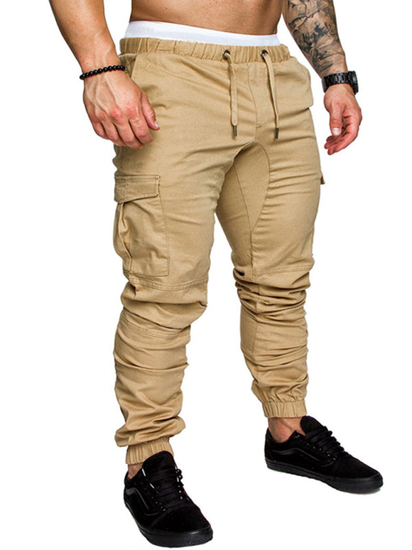 Men's Solid Color Casual Tether Elastic Sports Baggies Men's Trousers