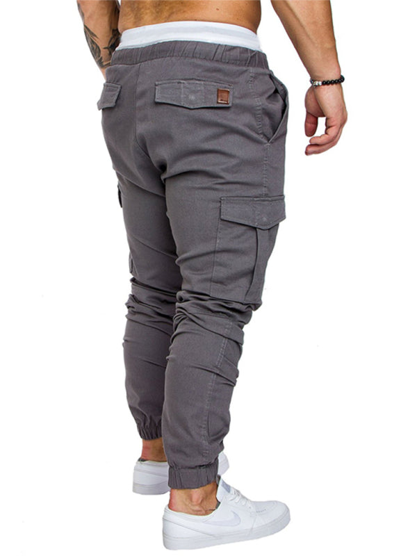 Men's Solid Color Casual Tether Elastic Sports Baggies Men's Trousers