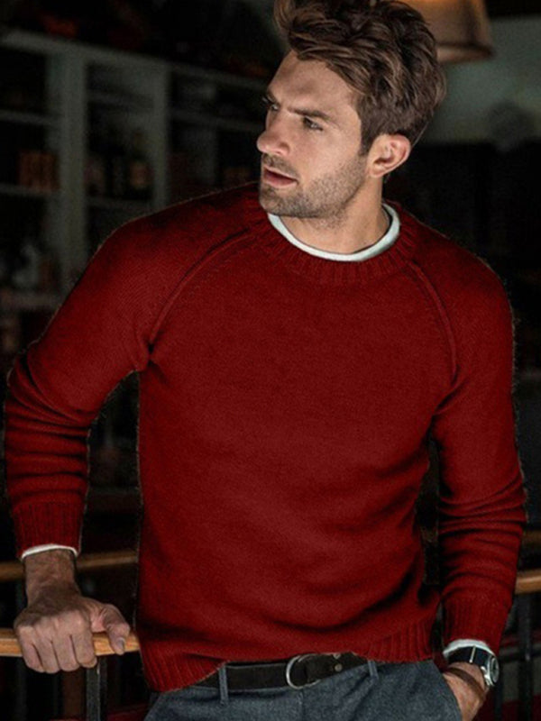 Men's round neck slim fit tops and sweaters