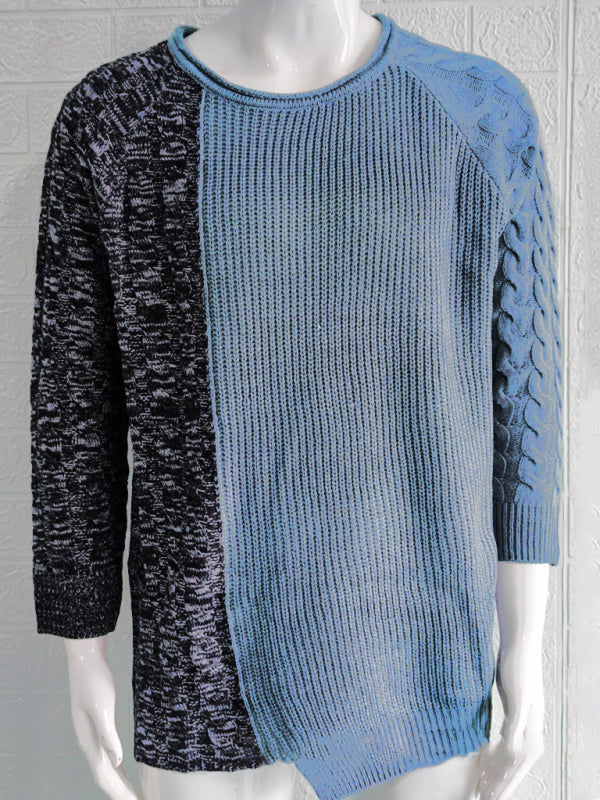 Men's new round neck long sleeve knitted slim sweater