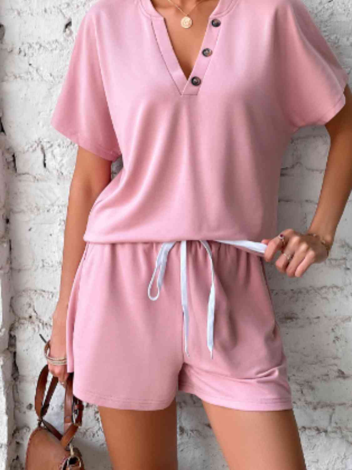 Decorative Button Top and Shorts Set