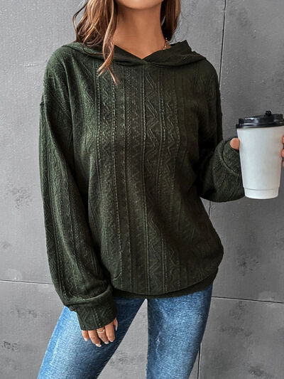 Textured Dropped Shoulder Hoodie